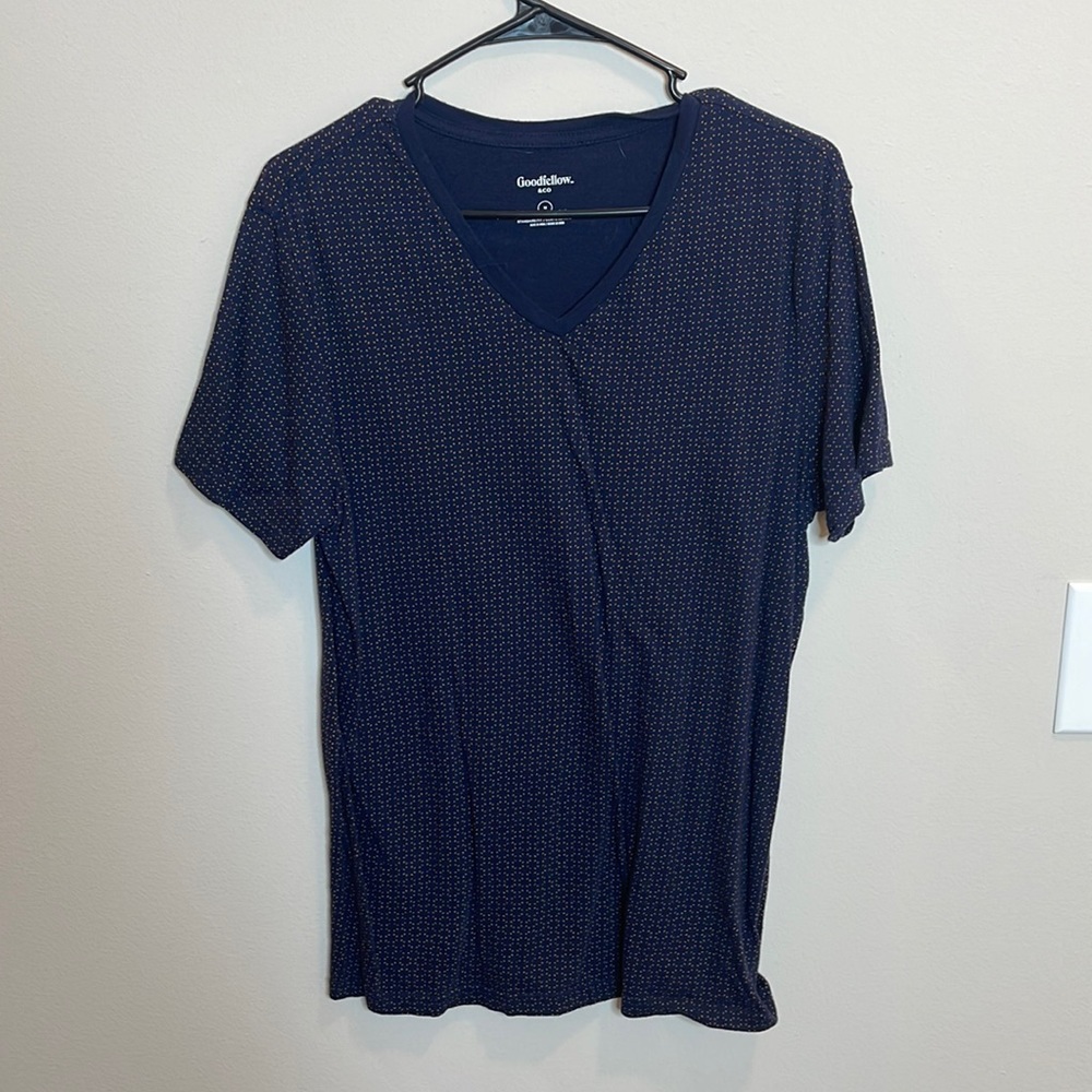 Goodfellow Polka Dot Mens V-Neck T-Shirt Size M - Picture 1 of 3
